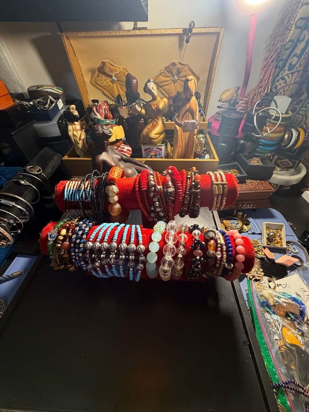 Assorted Mixed Multi-Material Bead and Crystal Stretch Bracelet Stack